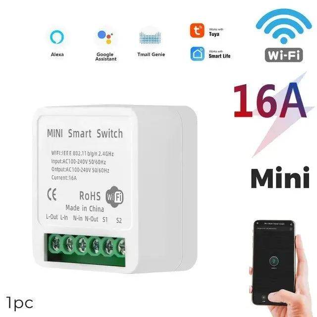 Mini WiFi Switch Tuya 16A | 2-Way, Alexa, Google Home - P12 Hub Europe