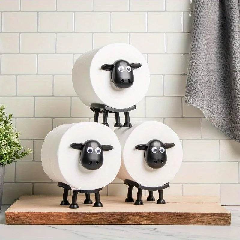 1pcs Sheep Toilet Roll Holder - Funny Toilet Paper Holder Free Standing Bathroom Set - 3D Printed Black Sheep Loo Roll Holder - P12 Hub Europe