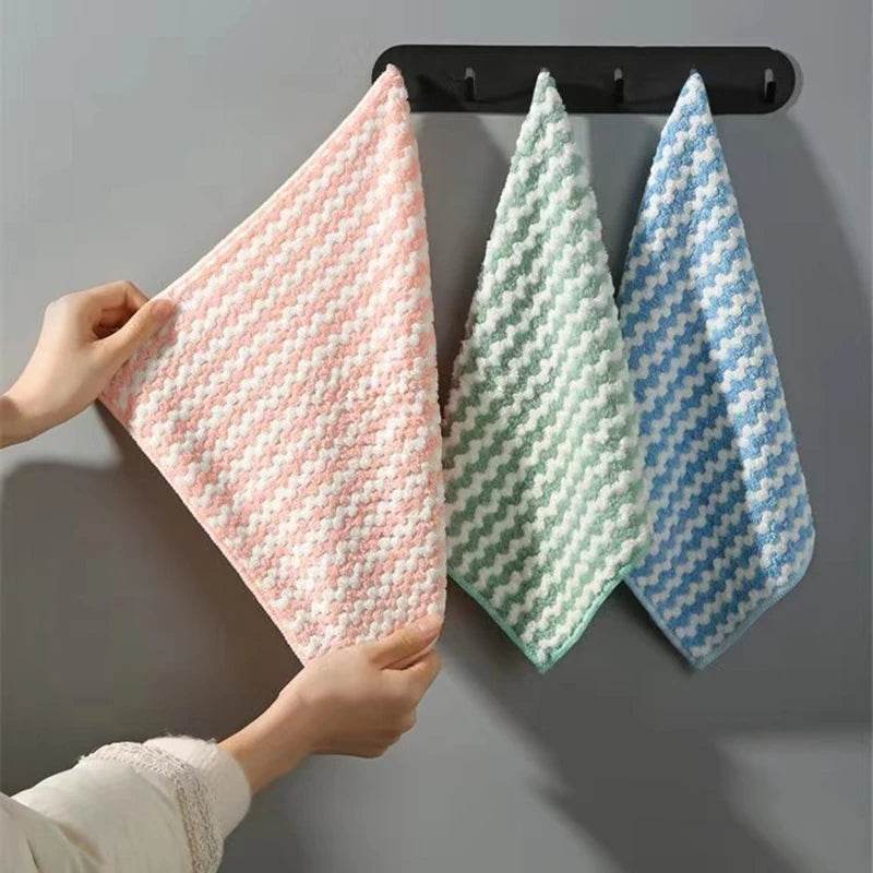 Coral Fleece Dishcloths Thickened Kitchen Cleaning Towel Absorbent Non-stick Oil Microfiber Rag Pan Pot Dish Wipe Cloth - P12 Hub Europe