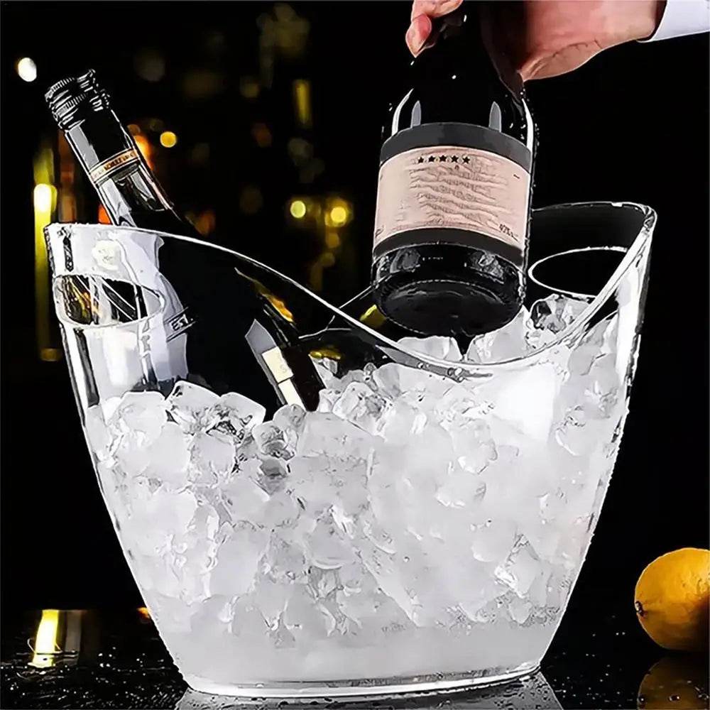 Clear Ice Bucket Beverage Tub with 2 Scoops Handle Cooling Large Ice Bucket for Wine Champagne Bar Supplies for Family reunion - P12 Hub Europe
