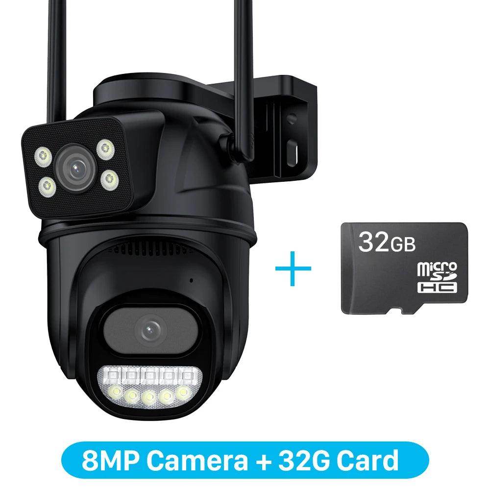 Outdoor PTZ Camera 6K 12MP/8MP 8X Zoom, 3-Lens, AI Track - P12 Hub Europe