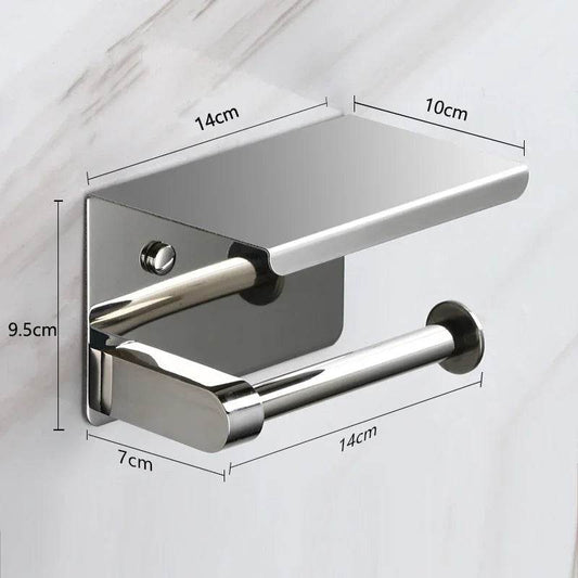 Aluminum Alloy Toilet Paper Holder Shelf With Tray Bathroom Accessories Kitchen Wall Hanging Punch-Free Toilet Paper Roll Holder - P12 Hub Europe
