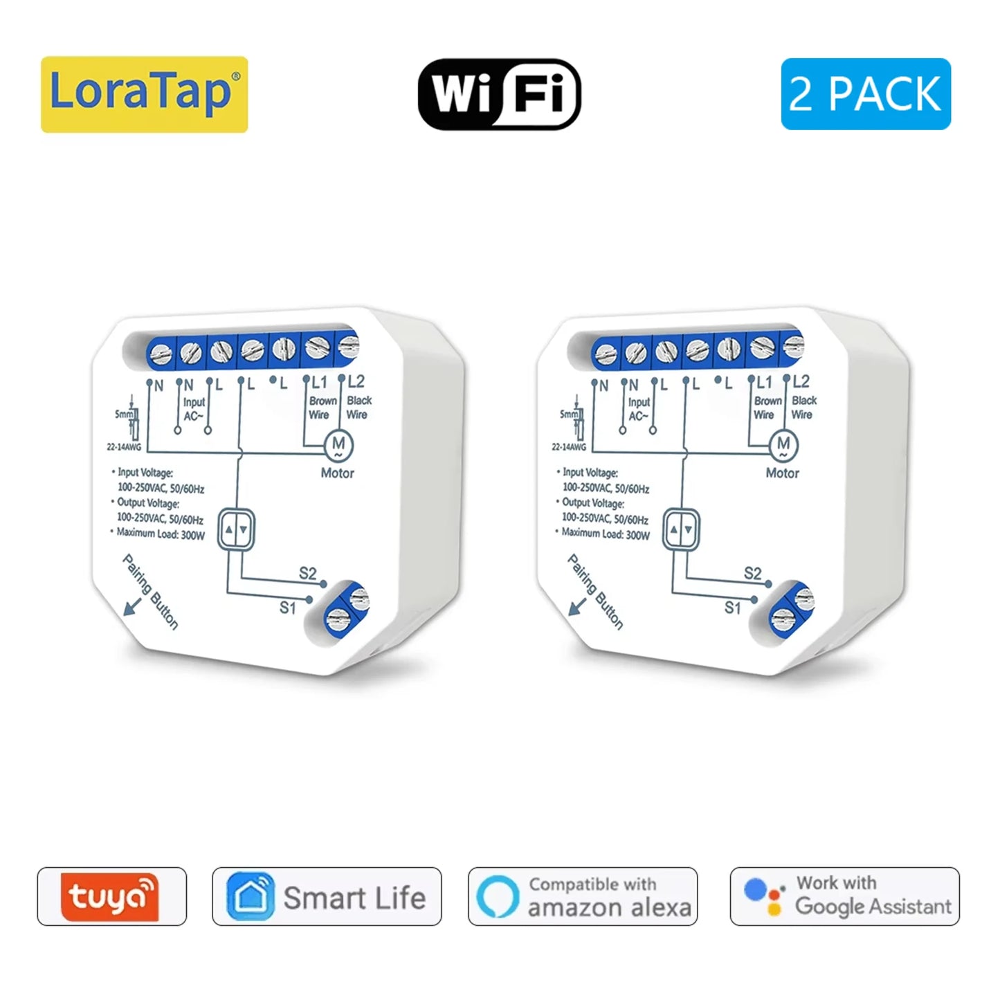 Tuya Smart Life WiFi Curtains Switch Connected Roller Shutters Control Blinds Motor Google Home Alexa Electric Window LoraTap