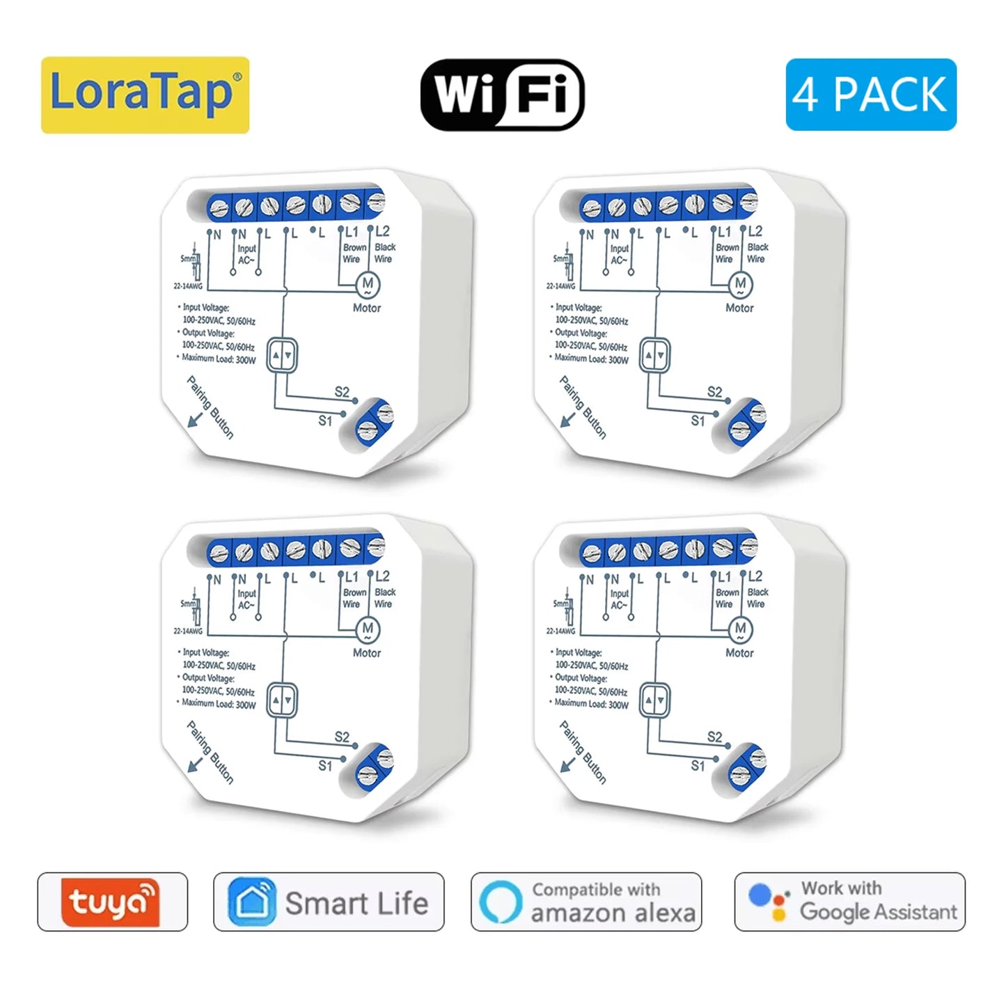 Tuya Smart Life WiFi Curtains Switch Connected Roller Shutters Control Blinds Motor Google Home Alexa Electric Window LoraTap