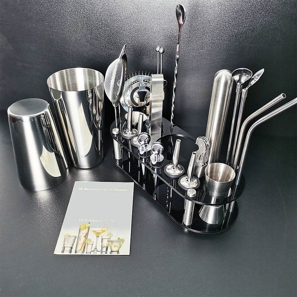 13-22Pcs 750ml 600ml Boston Cocktail Shaker Bar Tools Wine Mixer Set Bartender Cocktail Shaker Tool Kit with Holder - P12 Hub Europe