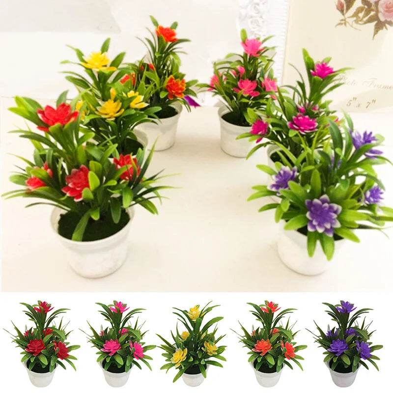 Artificial Flowers Plant Pot Simulate Fake Plastic Flowers Home Office Decor Gift Desktop Bonsai Wedding Party Balcony Ornaments - P12 Hub Europe