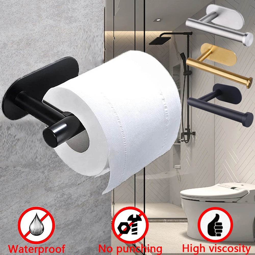 Adhesive Toilet Paper Holder Kitchen Roll Towel Rack Napkin Dispenser Absorbent Stand Tissue Hanger Bathroom Accessories - P12 Hub Europe