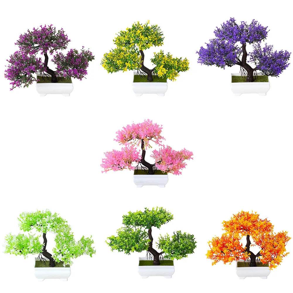 Artificial Plastic Plants Bonsai Small Tree Pot Potted Flower Garden Fake Plant Arrangement Ornaments Room Home Table Decoration - P12 Hub Europe