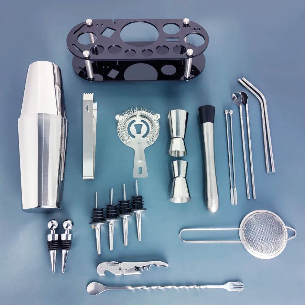 13-22Pcs 750ml 600ml Boston Cocktail Shaker Bar Tools Wine Mixer Set Bartender Cocktail Shaker Tool Kit with Holder - P12 Hub Europe