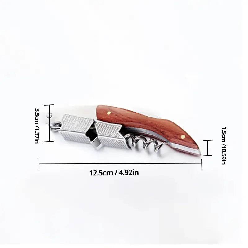 1pc Stainless Steel Wood Handle Wine Corkscrew Professional Wine Opener Portable Screw Corkscrew Multifunction Beer Cap Bottle - P12 Hub Europe