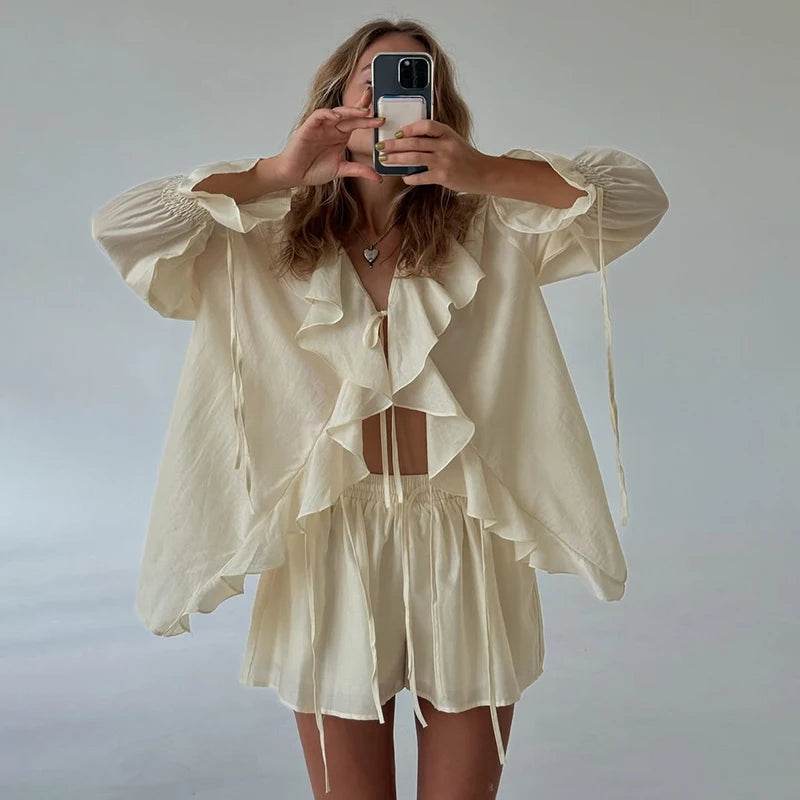Tornova Ruffled Lace Up Shorts - P12 Hub Europe