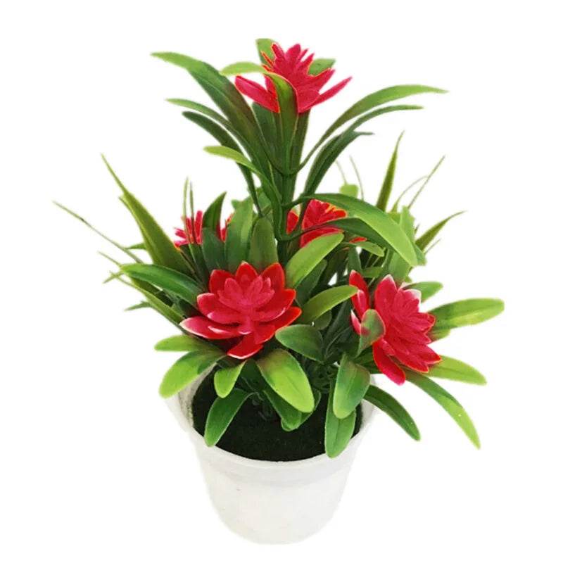 Artificial Flowers Plant Pot Simulate Fake Plastic Flowers Home Office Decor Gift Desktop Bonsai Wedding Party Balcony Ornaments - P12 Hub Europe