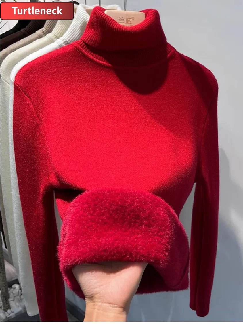 Elegant Velvet Lined Turtleneck Sweater - P12 Hub Europe