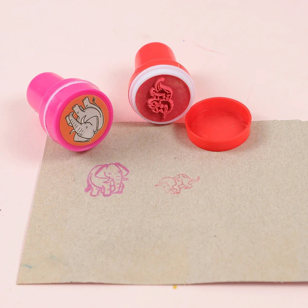 10pcs Assorted Stamps Kids Self-ink Stamps Children Toy Stamps Smiley Face Seal Scrapbooking DIY Painting Photo Album Decor