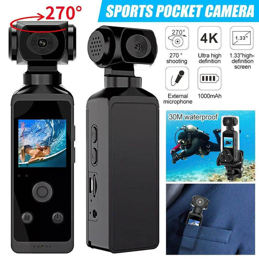 Mini Action Camera 4K WiFi 270° Rotate Lens, Waterproof - P12 Hub Europe