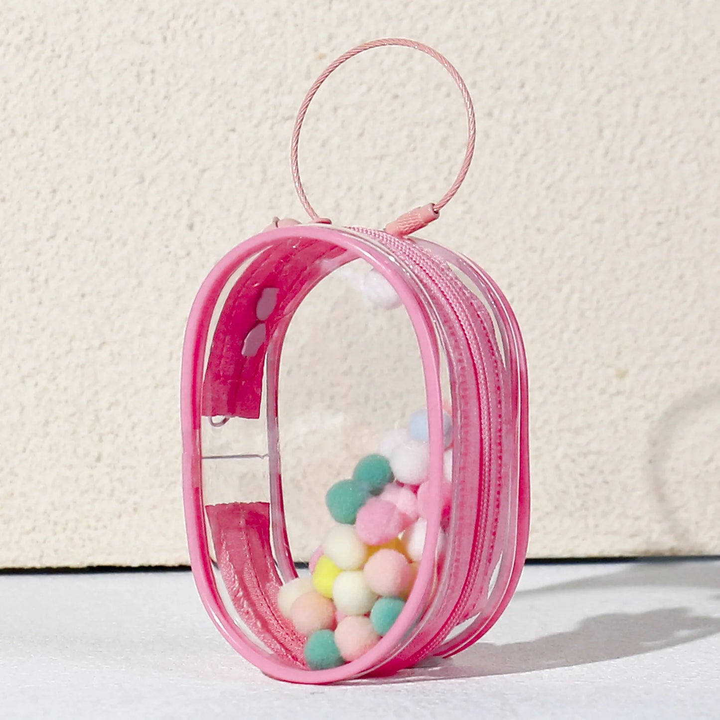 Portable Mini Clear Zipper Storage Bag Keychain Cartoon Doll Children Toy Mystery Box Organizer for Earphones Chargers Gift Bag