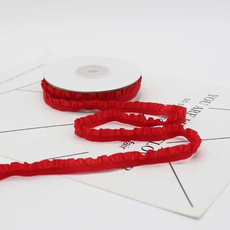 5yards 1cm Pleated Stretch Lace Trim Ribbon Ruffled Elastic Band Headdress Gift Box Bow Decorative DIY Craft Supplies - P12 Hub Europe