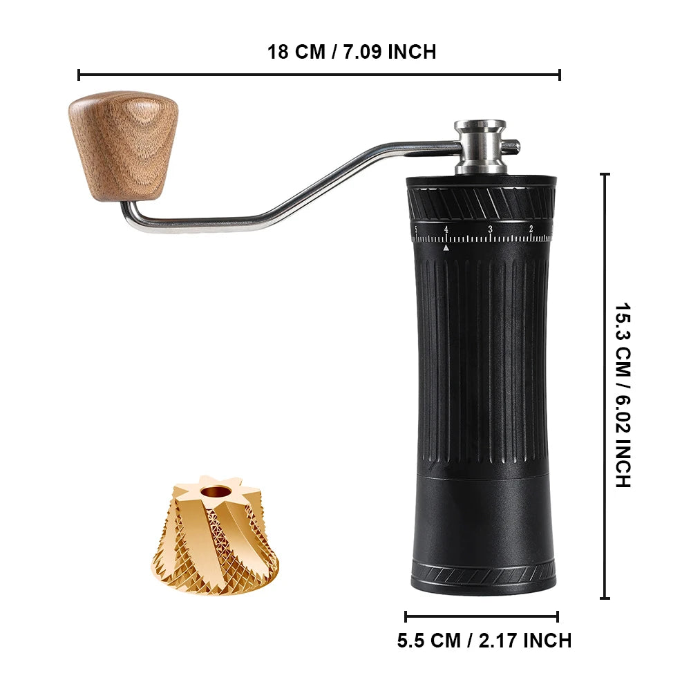 New Upgrade Manual Coffee Grinder with External Adjustment –CNC 420SS Ghost Tooth Burr for Espresso Pour Over Coffee Mill