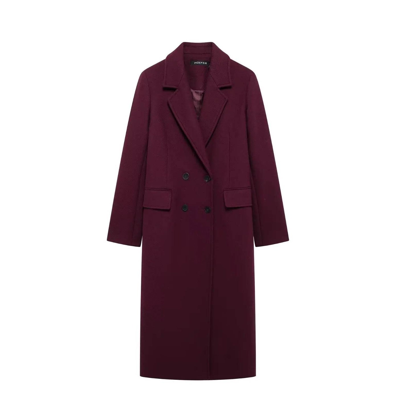 Burgundy Wool Blend Coat - P12 Hub Europe