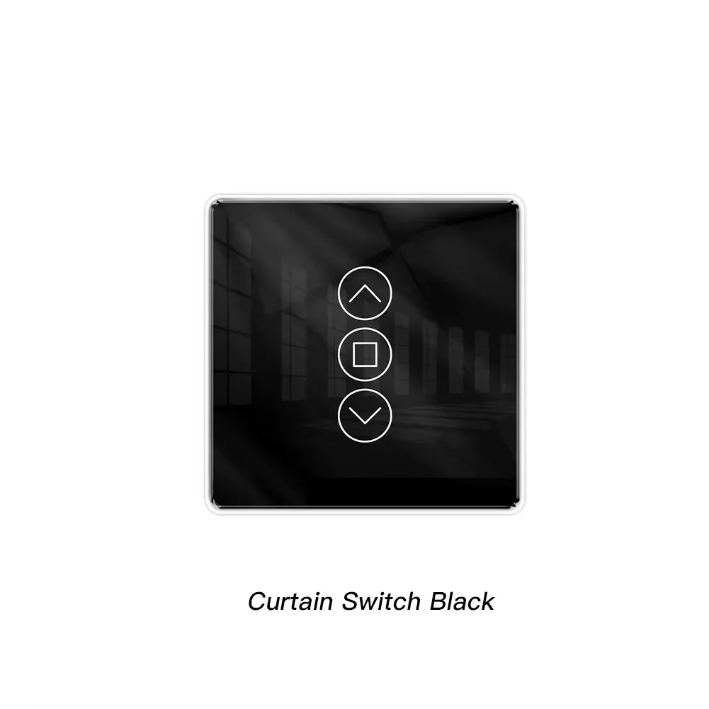 WiFi Smart 2.5D Arc Glass Touch Panel Curtain Switch for Roller Blinds Shutters APP Remote Control Work With Alexa Google Home