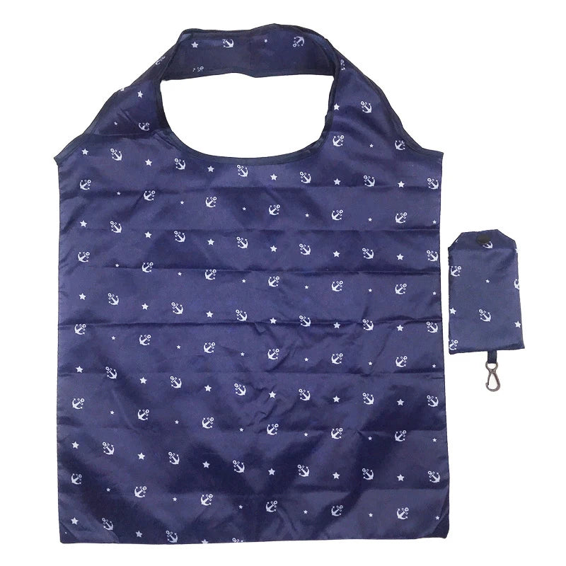 Fashion Printing Foldable Eco-Friendly Shopping Bag Tote Folding Pouch Handbags Convenient Large-Capacity For Travel Grocery Bag