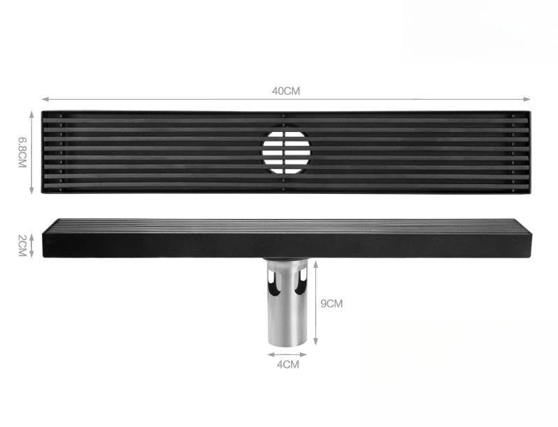 Long black floor drain stainless steel extended floor drain shower room outdoor large displacement drainage long