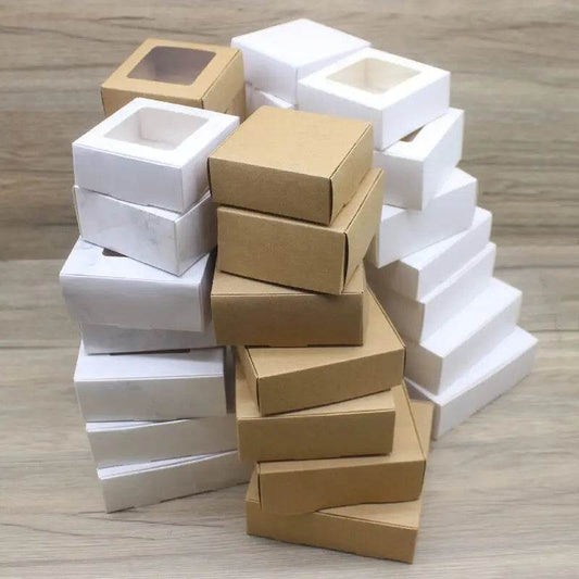 10pcs various gift packaging white kraft paper, window box paper, marble box with window, Christmas packaging packaging box - P12 Hub Europe