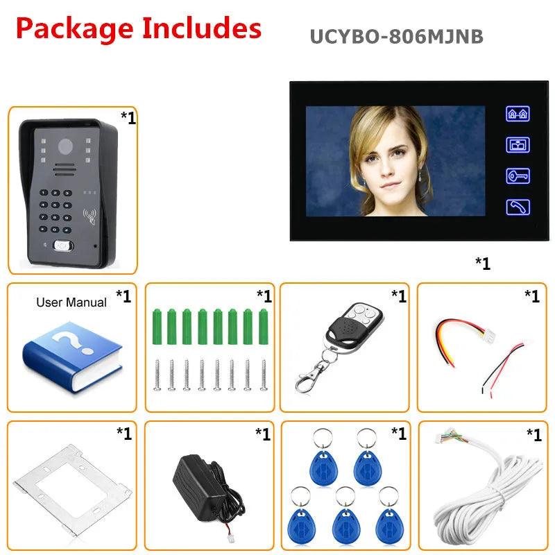 Video Intercom7" RFID, Password, Remote, Electric Lock - P12 Hub Europe