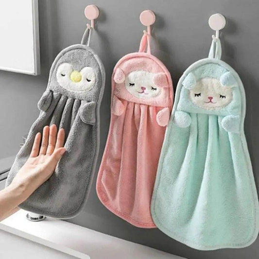 Cute Animal Kids Toddler Hand Towels for Home Bathroom Kitchen with Hanging Loop - P12 Hub Europe