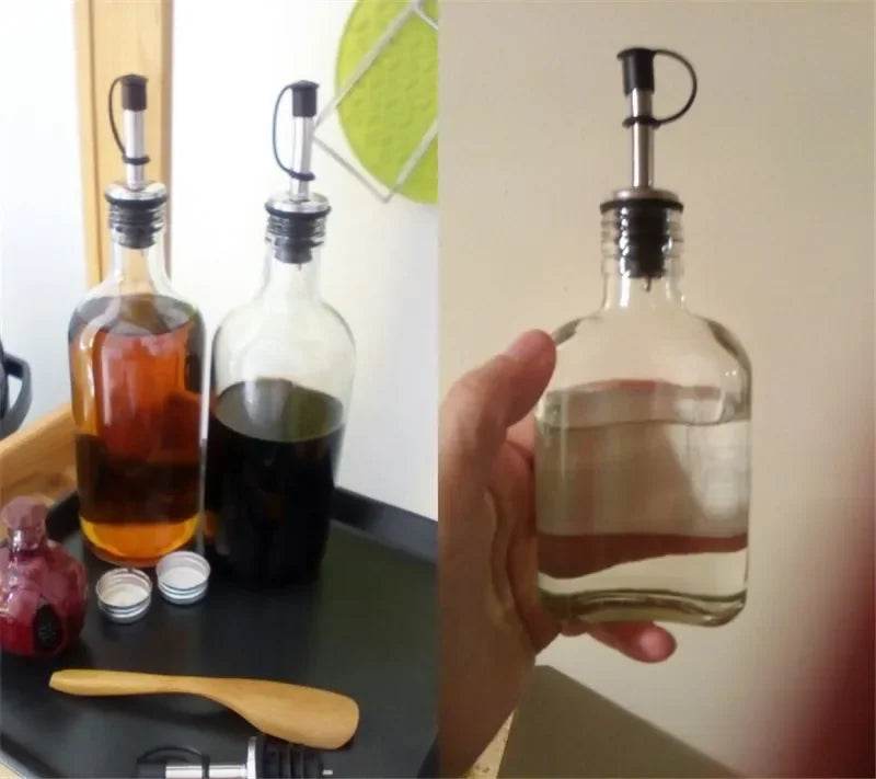 1PC Stainless Steel Oil Bottle Spout Pourer/Mouth with Stopper Flask Dry Red Wine Pot Bottle Cork Plug Olive Pourer Dispenser - P12 Hub Europe