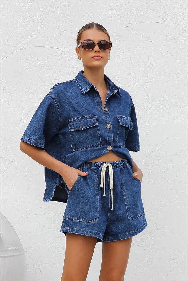 Vintage Denim Shorts Suit - P12 Hub Europe