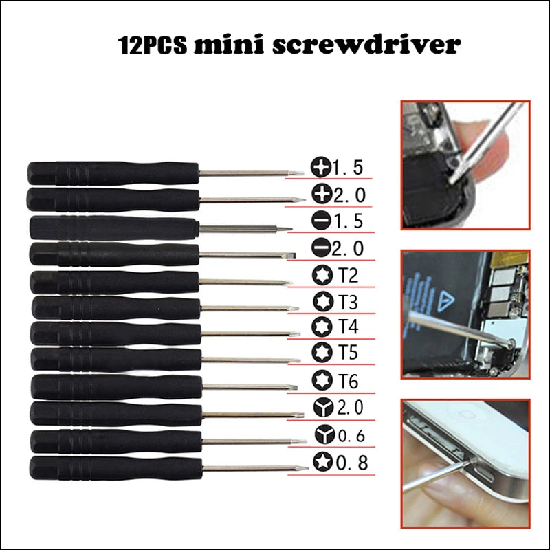 12pcs/set Mini Multi-Function Precision Screwdriver Set Smartphone Tablet Repairing Disassembly Tools Set
