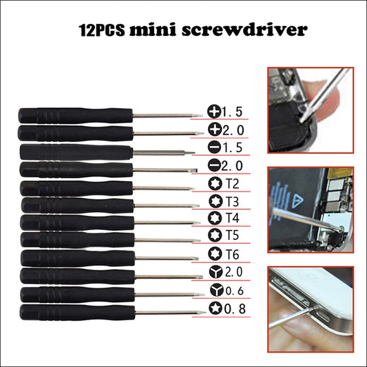 12pcs/set Mini Multi-Function Precision Screwdriver Set Smartphone Tablet Repairing Disassembly Tools Set