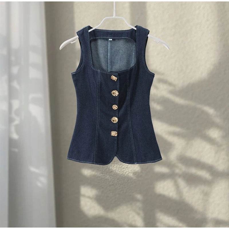 Vintage Denim Crop Top Set - P12 Hub Europe