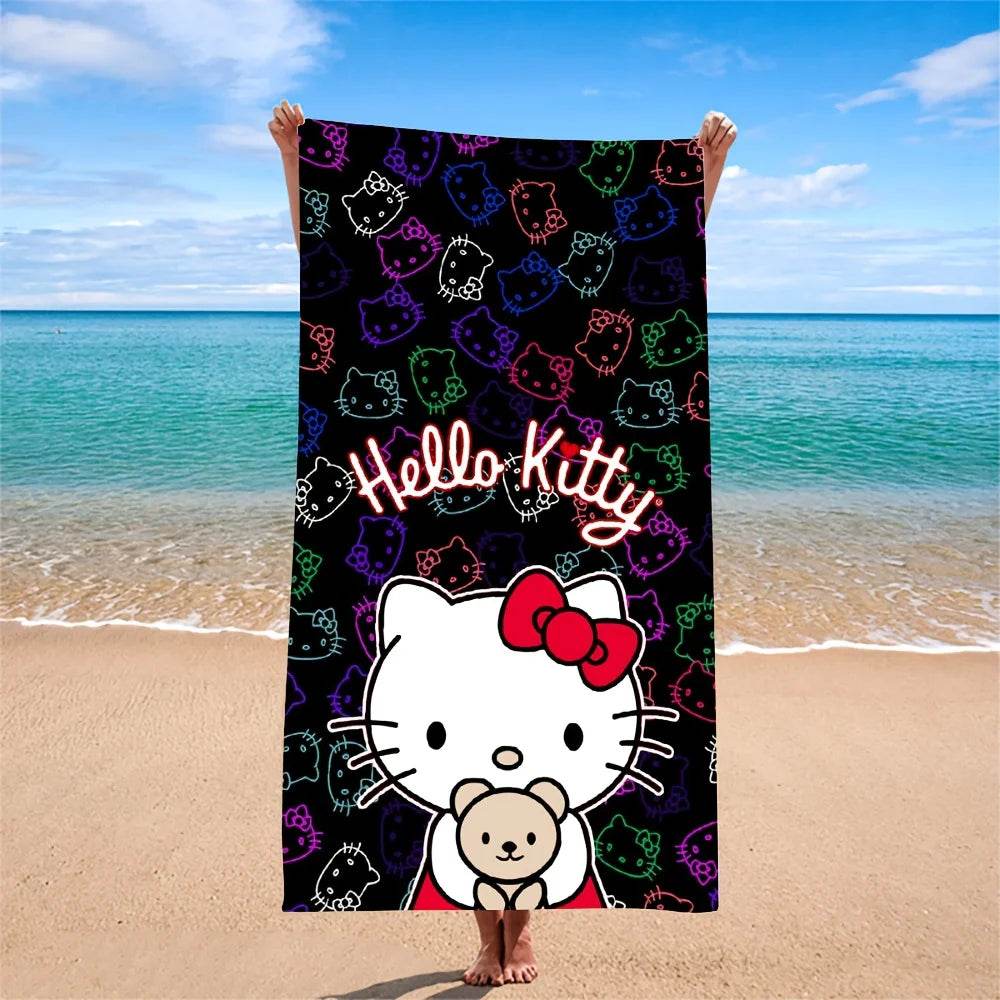 Hello Kitty Leopard Print Personalized Beach TowelMicrofiber terry bath towels for yoga, travel, swimming, fitness and camping - P12 Hub Europe