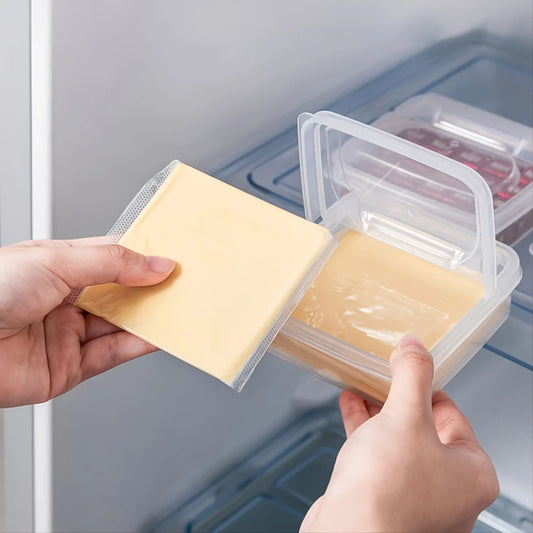 1pc Plastic Refrigerator Storage Cheese Box, Cheese Container, Butter Block Cheese Slice Storage Box 2030