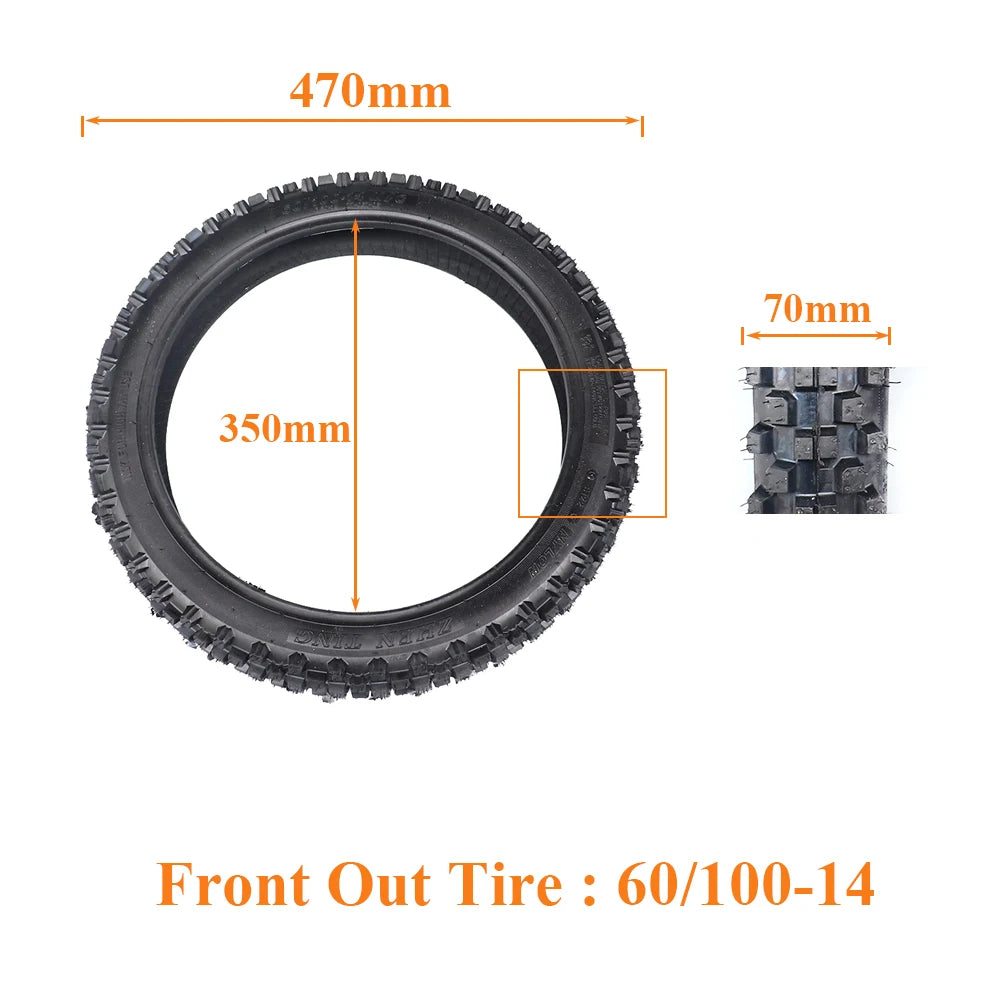 Off Road Tire 60/100-14 with Inner Tube 2.50-14 for Dirt Pit Bike Motocross Off Road Motorcycle 14 inch Front Wheel