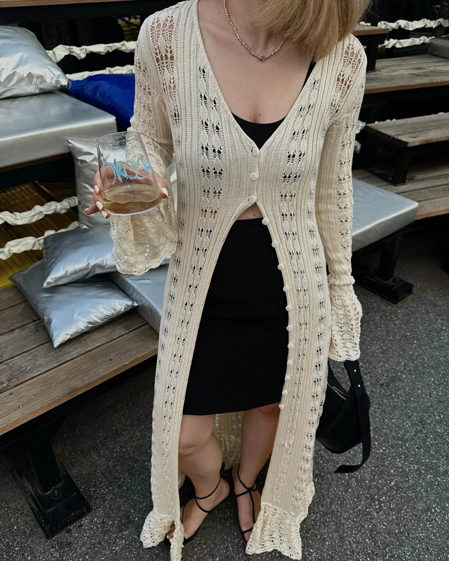 See-Through Knit Cardigan Dress - P12 Hub Europe