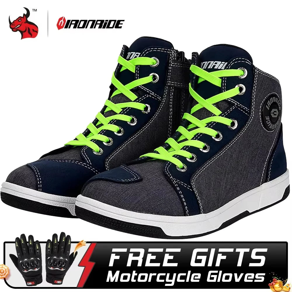 SCOYCO Motorcycle Boots Botas Moto Microfiber Leather Motocross Off-Road Racing Boots Motorbike Riding Shoes Men Moto Boots