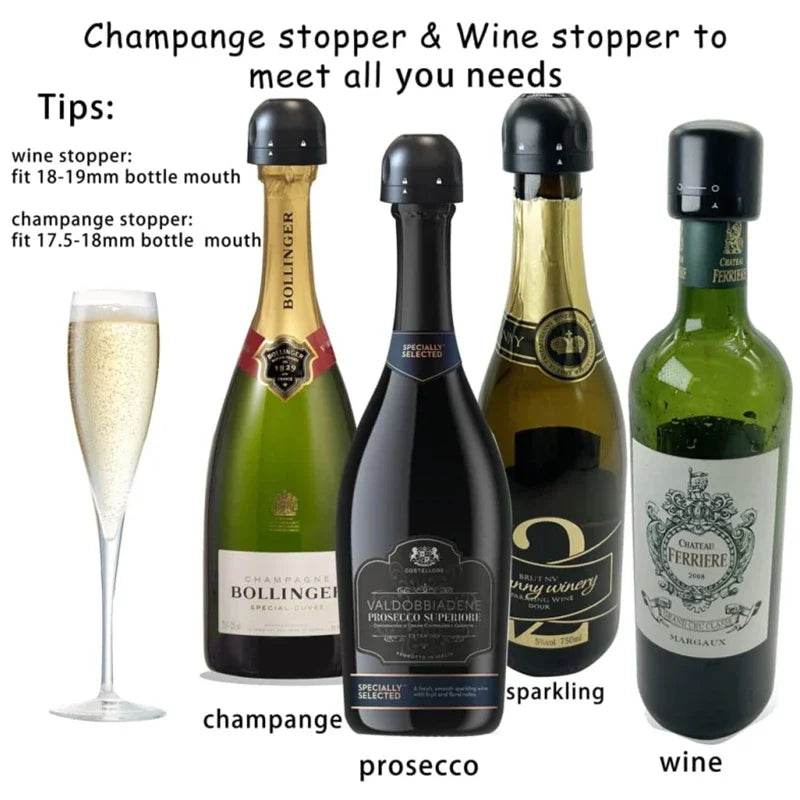 Wine Stopper 1/2 Piece Reusable Bar Accessories Silicone Sealing Champagne Cork Keep Wine Freshness Bottle Cap Barware Home - P12 Hub Europe