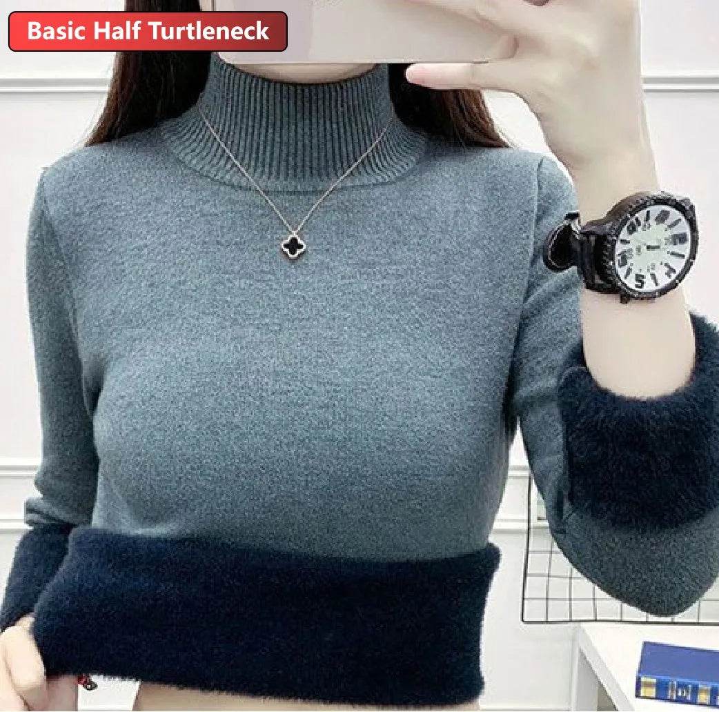Elegant Velvet Lined Turtleneck Sweater - P12 Hub Europe