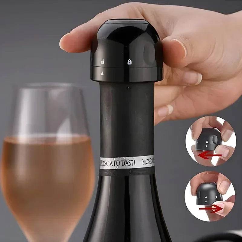 Vacuum Red Wine Champagne Stopper Rotating Lock Bottle Stopper Sparkling Wine Sealing Plug Household Red Wine Cork Bar Tool - P12 Hub Europe