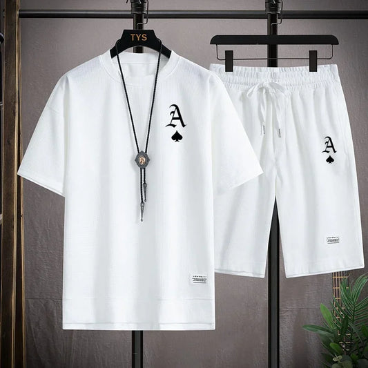 Men's casual and fashionable sportswear, summer outdoor short-sleeved T-shirts and sports shorts, and daily casual two-piece set