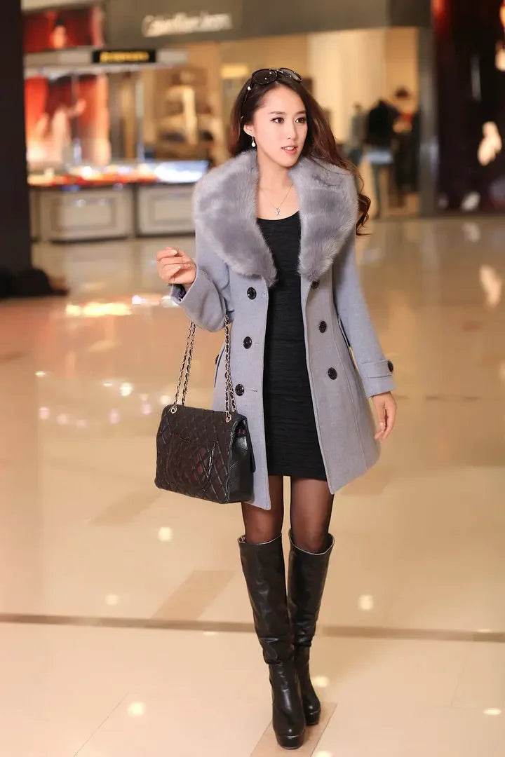 Warm Korean Fur Collar Coat - P12 Hub Europe