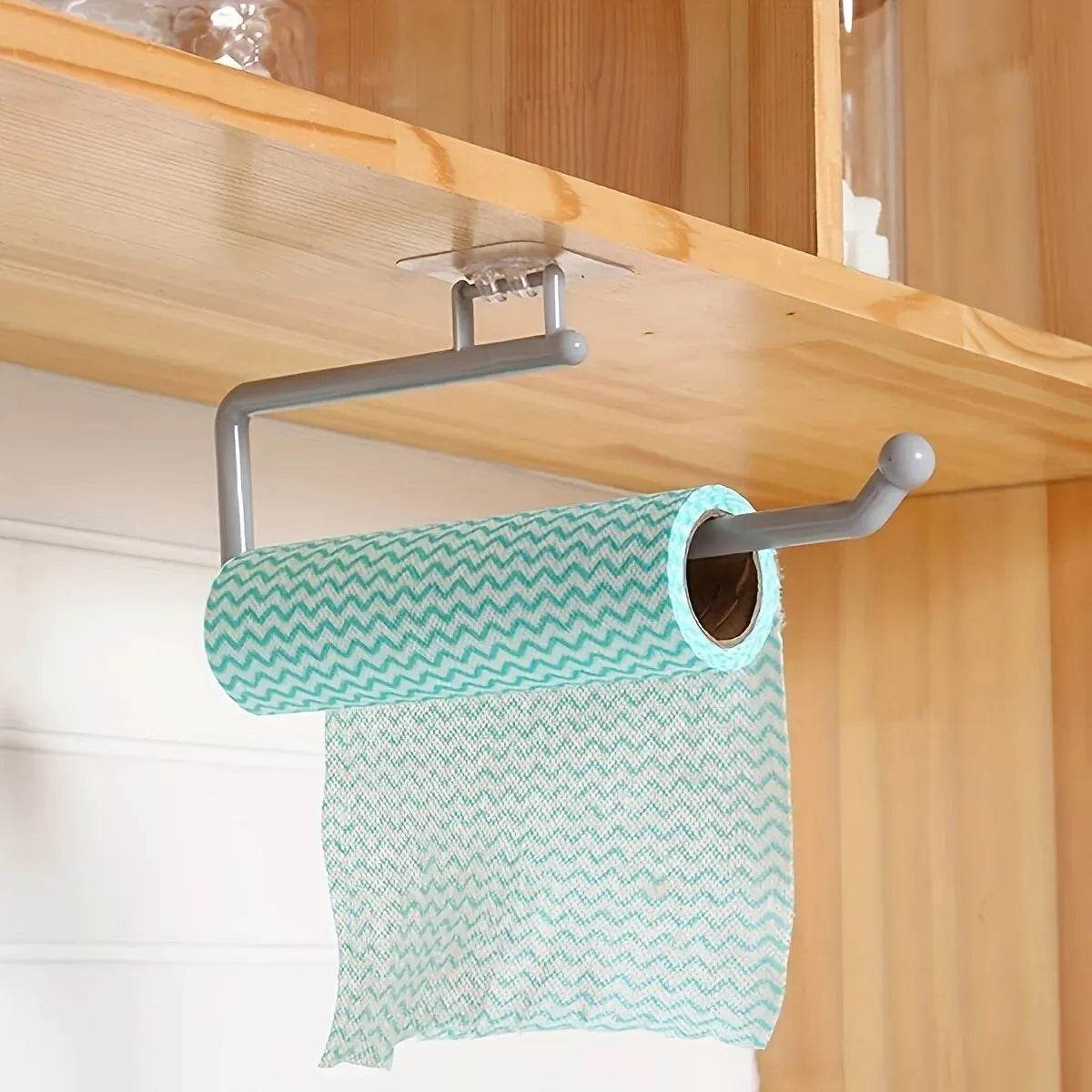 Punch-free Kitchen Paper Towel Rack Toilet Paper Roll Rack Hanger Wall-mounted Towel Bar Kitchen Bathroom Accessories - P12 Hub Europe