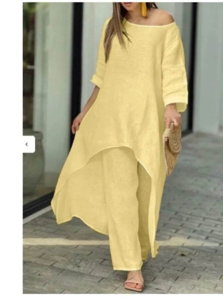 Cotton Linen Irregular Pants Set - P12 Hub Europe