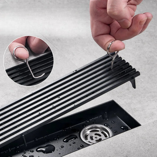 Long black floor drain stainless steel extended floor drain shower room outdoor large displacement drainage long
