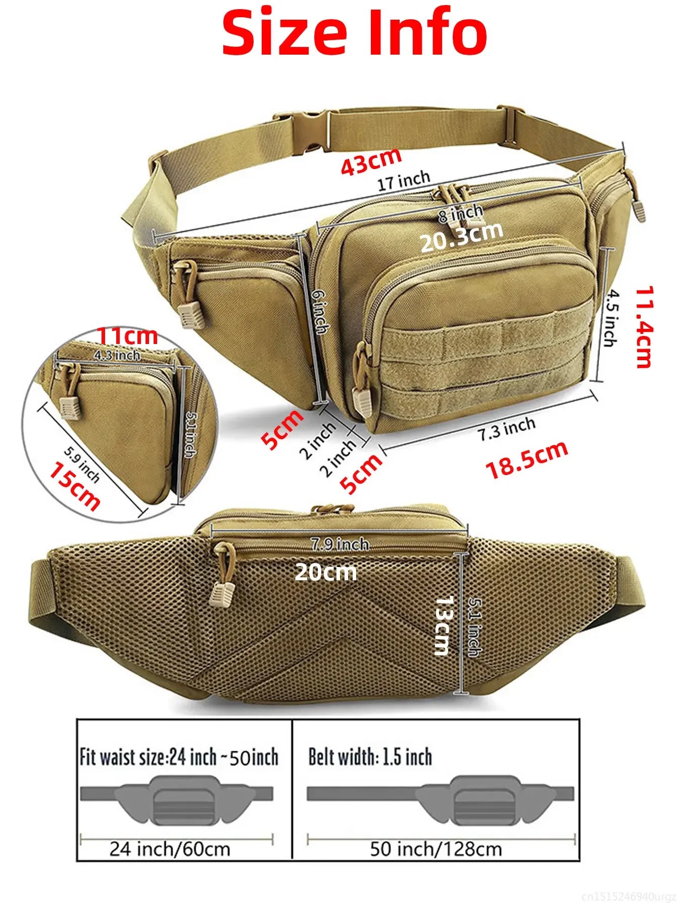 Tactical Waist Pack Outdoor Hiking  Waist Bag Running Sports Functional Bag Cycling Bag Bum Bag Multi-functional Tool Shoulder