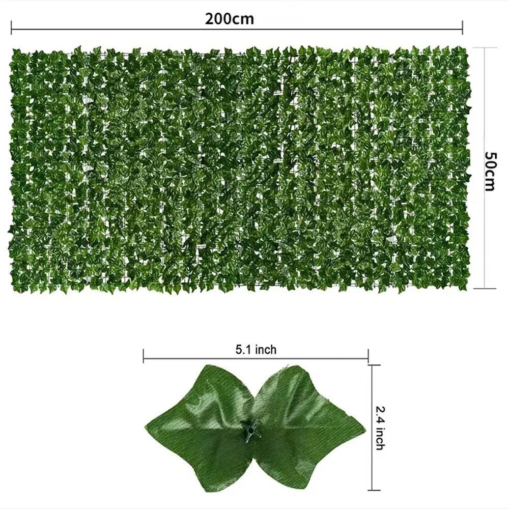 50X200cm Artificial Ivy Hedge Green Leaf Fence Panels Faux Privacy Fence Screen for Home Outdoor Garden Balcony Decoration 1X3m - P12 Hub Europe