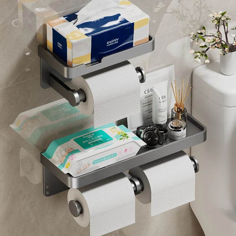 Toilet Paper Holder Wall-Mounted Aluminum Alloy Toilet Paper Holder Tissue Rack Bathroom Tissue Holder Bathroom Accessories - P12 Hub Europe